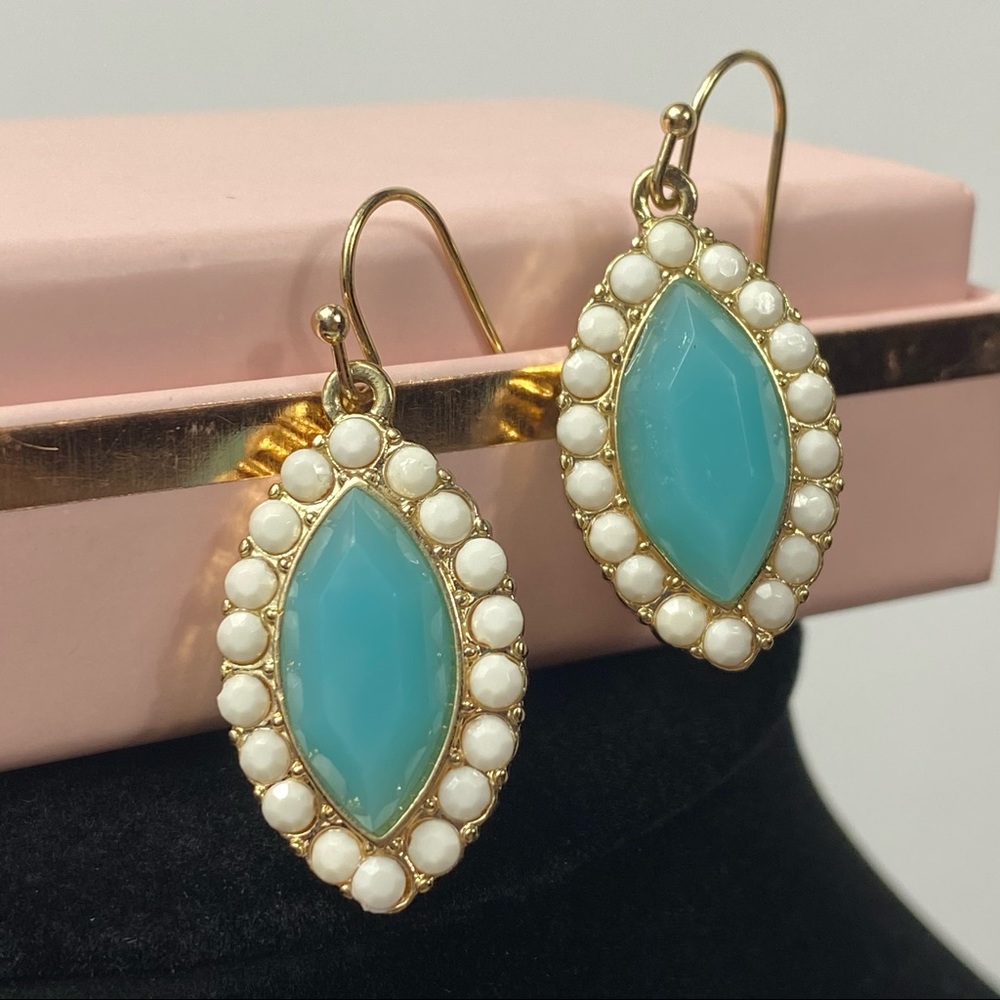 7/ $35 Liz Claiborne Gold/Blue Dangle Earrings